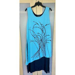 Anthony Marc Hankins Women's Blue Maxi Dress Sz XL Arttowear Lagen Look Summer